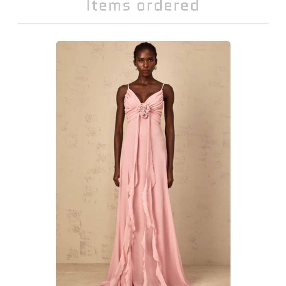 Miss Rossi Pink Ruched Maxi Gown